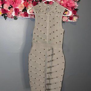 Grey Sleeveless Bandage Dress